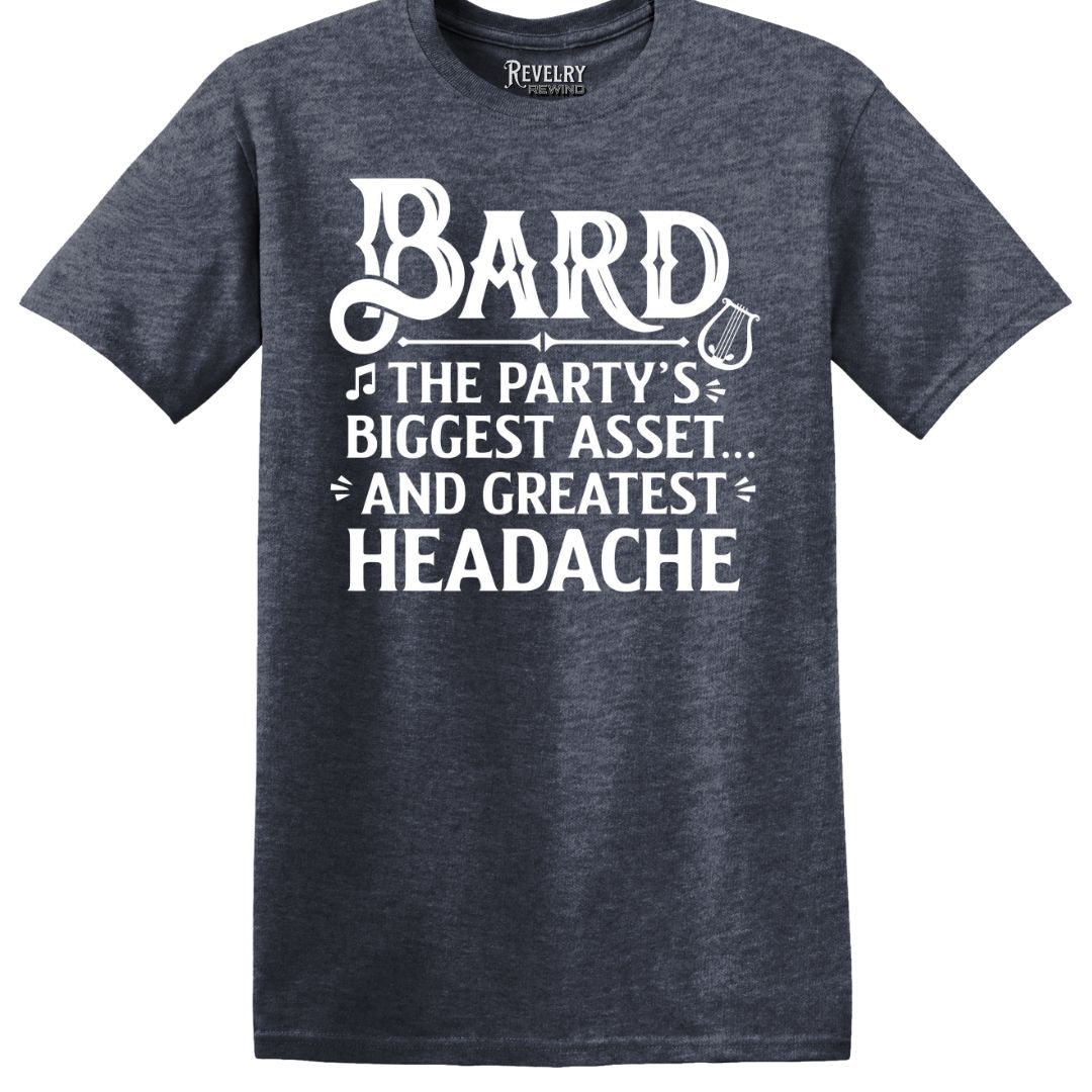 Bard T-shirt flatlay – heather navy