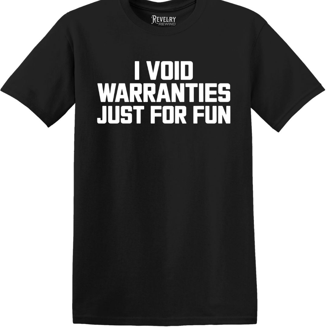 Black Void Warranties T-Shirt flatlay
