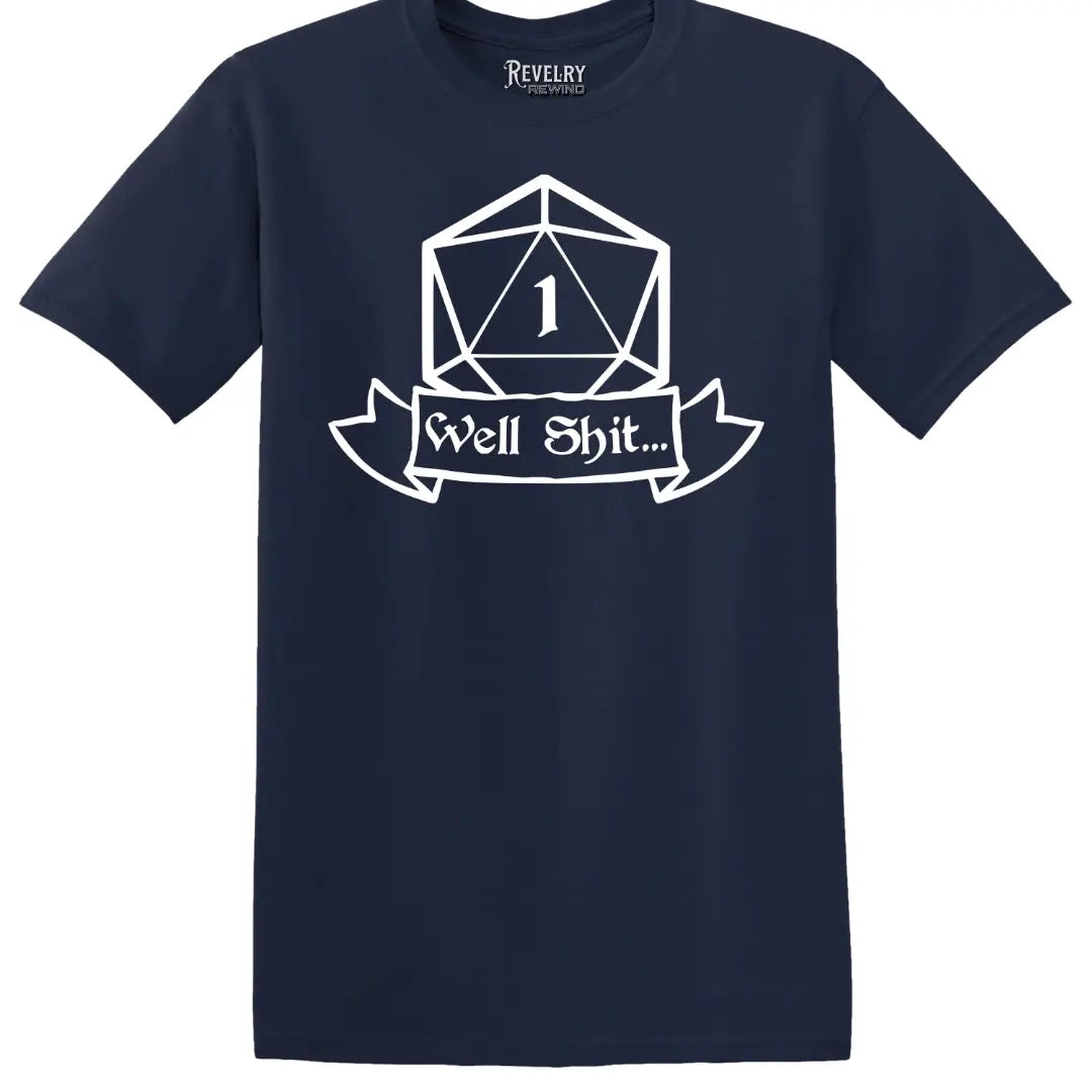 Critical Fail Tee flatlay on Navy shirt