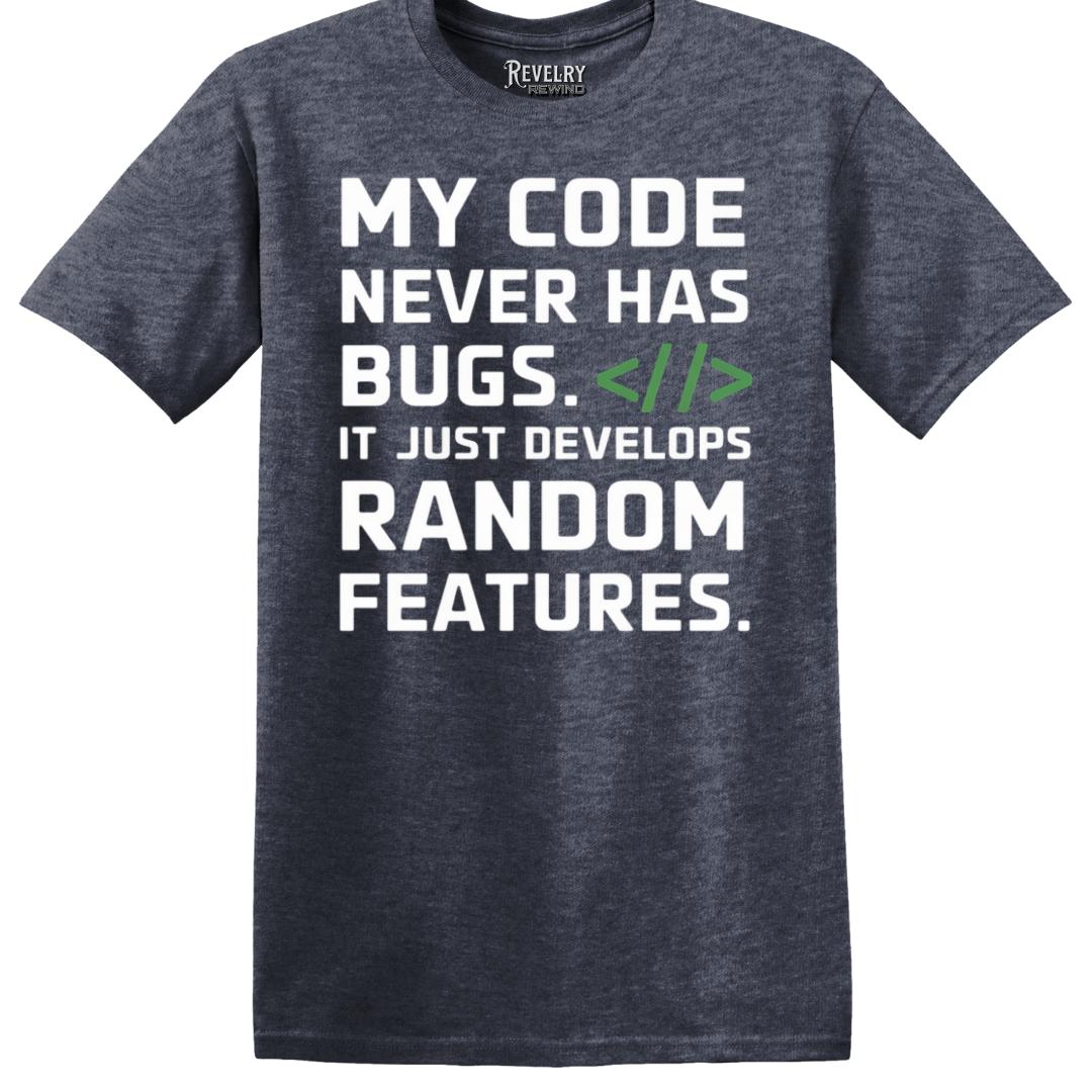 Flatlay of Random Features T-Shirt in Heather Navy