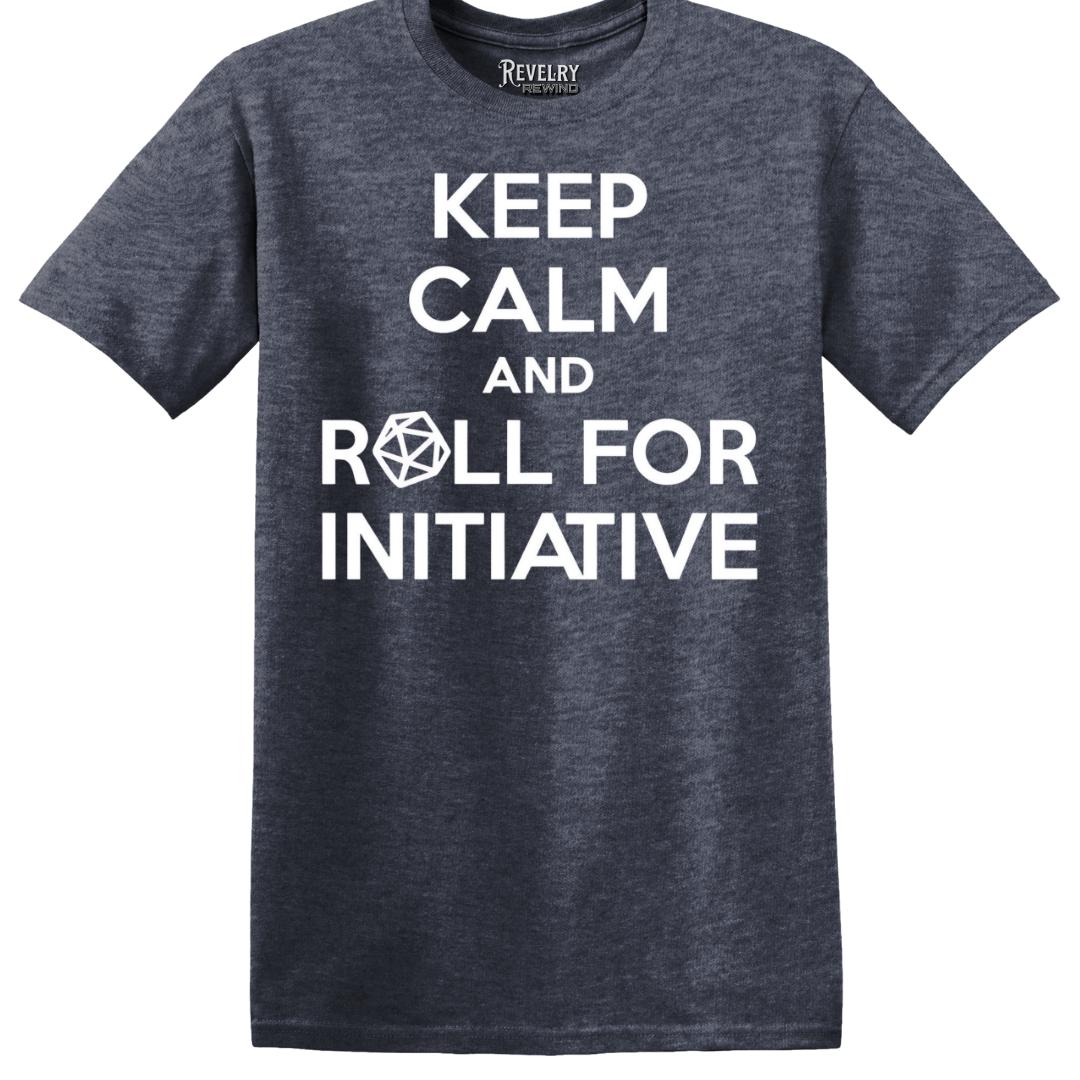 Flatlay of Roll Initiative T-Shirt in Heather Navy