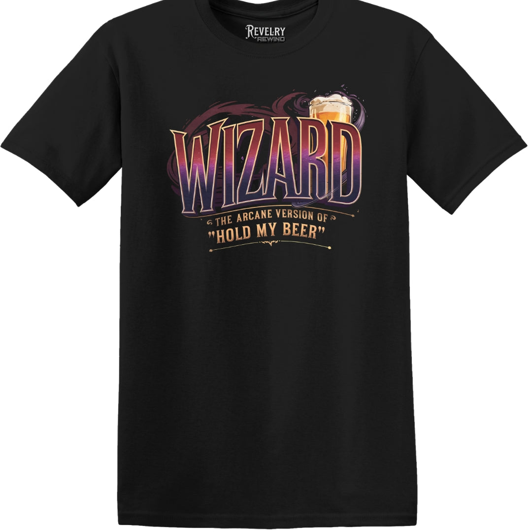 Flatlay of Wizard Beer T-Shirt in Black