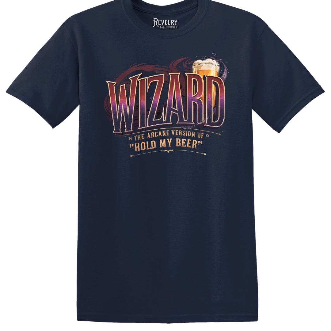 Flatlay of Wizard Beer T-Shirt in Navy
