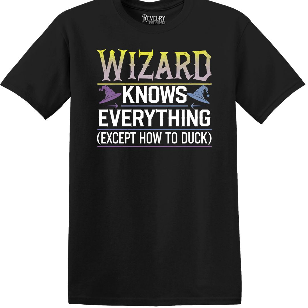 Flatlay of Wizard Knows T-Shirt in Black
