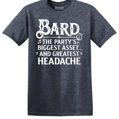 Bard T-shirt flatlay – heather navy