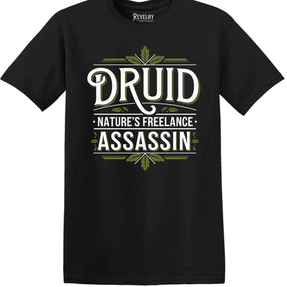 Flatlay of black Druid Freelance Assassin T-Shirt