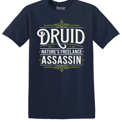 Flatlay of navy Druid Freelance Assassin T-Shirt