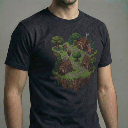 Side view of a male model wearing the Haven’s Edge Tee on a black shirt