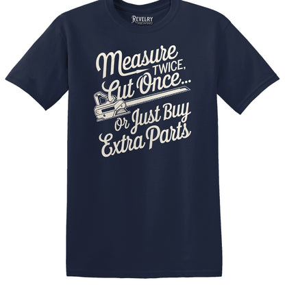 Flatlay of Measure Twice T-Shirt in Navy