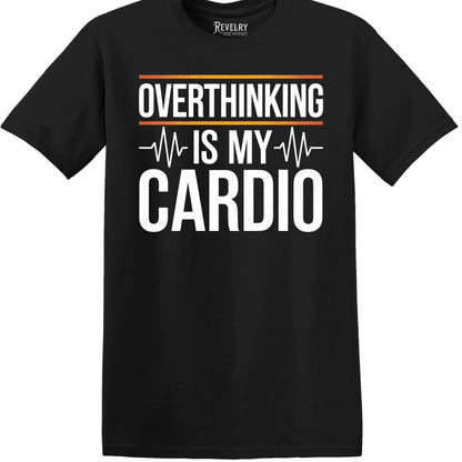 Flatlay of Overthinking Cardio T-Shirt in Black