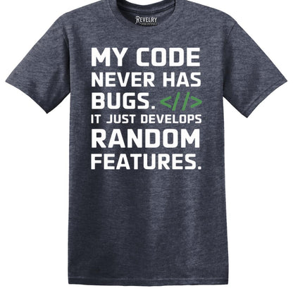 Flatlay of Random Features T-Shirt in Heather Navy