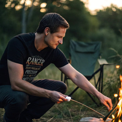 Black lifestyle mockup of Ranger Pointy Sticks tee